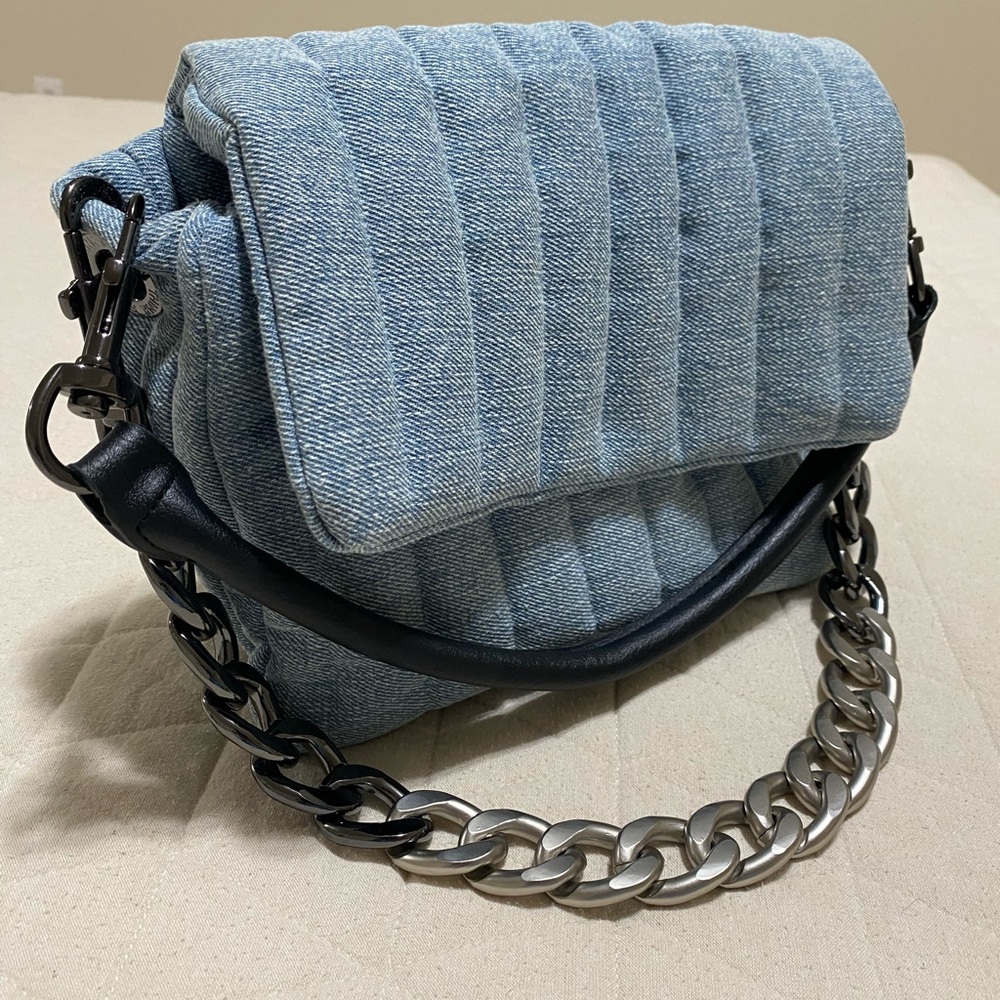 Chic Denim Quilted Shoulder Bag